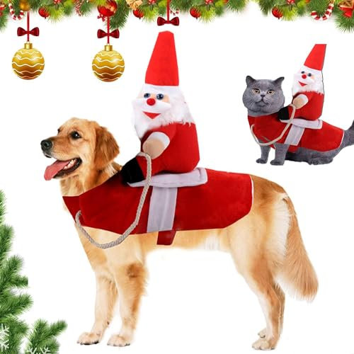 Hund Weihnachtsmann Kostüm, Katze Hund Weihnachtskostüm, Weihnachtsmann Hundemantel, Haustier Christmas Kleidung, mit Mütze Weihnachtsmann, für Katze Hund Weihnachten Party Geburtstag (L)