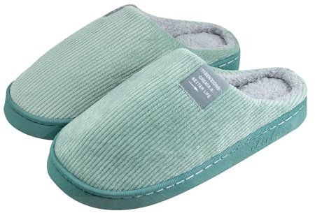 Milaloko Zapatillas Blandas de Peluche Para Mujeres y Hombres Para Mantener las Zapatillas Calientes en Invierno, Verde, 36-37
