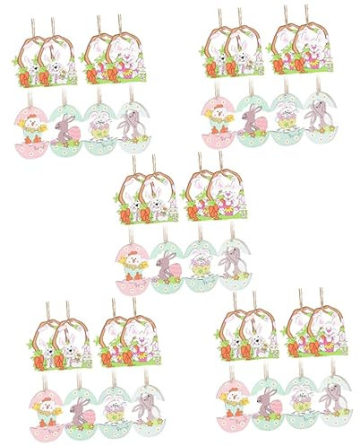Warmhm 60stücke Holz Hase Und Huhn Kreative Osterschmuck Deko Für Zuhause Osterfest Dekoration Niedliche Holzfiguren Für Garten Und Innenräume