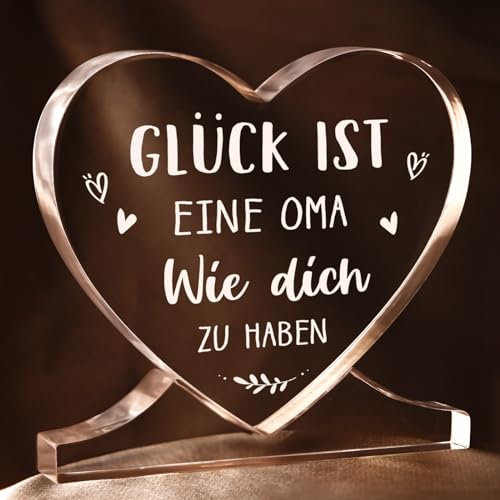 Juratar Oma Geschenk, Geschenke für Oma, Herzförmiges Acryl Heimat Dekoration Beste Oma Geschenke, Geburtstagsgeschenk für Oma, Muttertagsgeschenk Ostergeschenk für Oma