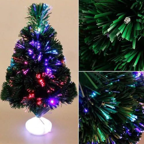 Artificial Christmas Tree Fiber Optic Traditional Star Top Metal Stand Xmas Holiday Home Office Street Decoration Indoor Outdoor (45 Cm)