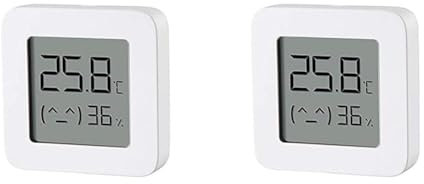 Xiaomi Mi Temperature and Humidity Monitor 2 thermomètre d'intérieur connectée Blanc, écran LCD 1,5, Bluetooth, Batterie Longue durée - Version française (Lot de 2)