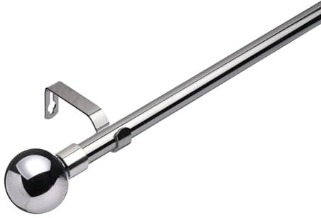 Lister Cartwright 19 mm Extendable Metal Curtain Poles, Chrome (Ball Finials, 210-320 cm)