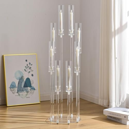 Kerzenhalter Stabkerze Kerzenständer Großer 8 Arming, Kerzenleuchter für Hochzeit Esstisch Mittelstück Deko Wohnzimmer Weihnachten Dekoration,Acryl 98cm Hoher (Keine LED Kerzen)