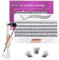 Wimpern Extensions Kit 120 Stück mit Kleber und Pinzette - 10-16mm C/CC/D Curl DIY Lash Extension Set für Wimpernverlängerung zu Hause - OP17