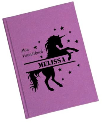 minimutz Freundebuch Schule Mädchen - Personalisiert mit Name - Freundschaftsbuch Poesiealbum Schulfreunde Einhorn