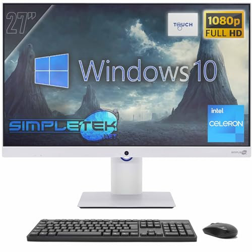 SIMPLETEK - All in One Computer Touch 27 FHD | Windows 10 Professional 4GB RAM - SSD 120GB | Touchscreen PC Aio Webcam integrata