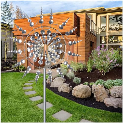 MARMODAY Einzigartige Magische Metall-Windmühle, 3D Kinetisches Windspiel Mit Gartenpfahl, Kinetik-Skulptur, Windfänger Für Hof, Garten Und Terrasse