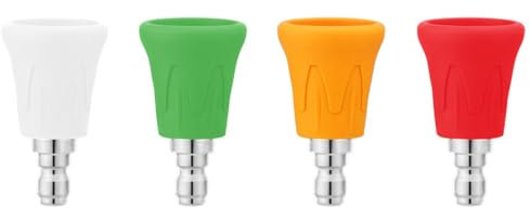 Shkalacar 4Pcs Pressure Washer Nozzle Guard, Stainless Steel High Power Washer Nozzle Tips Set with Upgraded Rubber Protector Cover, with 1/4'' Quick Connect Aperture 1.4mm