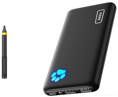 Insta360 Selfie-Stick für X3,ONE RS (ohne 1-Zoll 360),ONE X2,ONE R,ONE X,ONE Action-Kamera, 3 m & INIU Power Bank, Ultra Slim 10000mAh Powerbank Klein Aber Stark