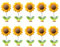 10pcs Mini Paste Shaking Head Sunflower Car Mirror Dashboard Plant Decor Cute Bobblehead for Car Interior Home Office Desk Decoration