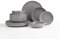 KUTAHYA PORSELEN Porzellan Geschirr Set, Schüssel und Teller Set | Tafelservice aus Porzellan mit je Flachtellern & Tieftellern | Modern Spülmaschinenfest (Glänzendes Grau, 12 Teile Set)