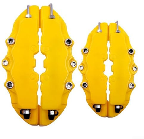 Custom Look Gelb 3D Stil Bremssattel Abdeckungen Auto Scheibe Vorne Hinten Kits Hitzebeständig