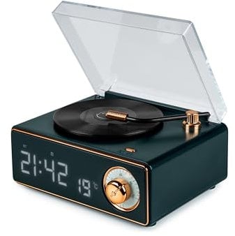 Bigben Enceinte Bluetooth réveil en Forme de Tourne Disque Vert foncé