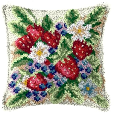 YOOTOM Knüpfhaken Kissen Kits für Kinder,DIY Knüpfteppich Zum Selber Knüpf-Sets Kissenbezug Teppich Stickerei Set,Christmas Latch Hook Kits 43x43cm