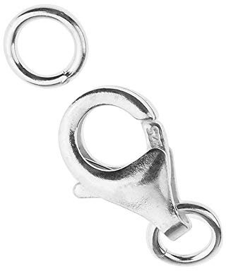 1 Stück 925 Sterling Silber Karabinerverschluss DIY Schmuck Halsketten Steckverbinder - Splitter, 8mm Robust und kostengünstig