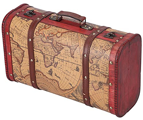 KIMISS Koffer Vintage Composite, Antiker Lederkoffer Aufbewahrungsbox Bar Schießen Holz Tragbare Bar Schießen Trunks Requisiten Karte Tragbare Nostalgische Sammlung Ornamente Requisiten