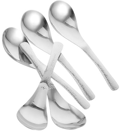 TOPPERFUN 5 Stück Löffel Aus Edelstahl Suppenlöffel Löffel Besteck Silberlöffel Ramen-löffel Esslöffel Teelöffel Kaffeelöffel Löffel Langes Griff Kaviarlöffel Silver Rostfreier Stahl