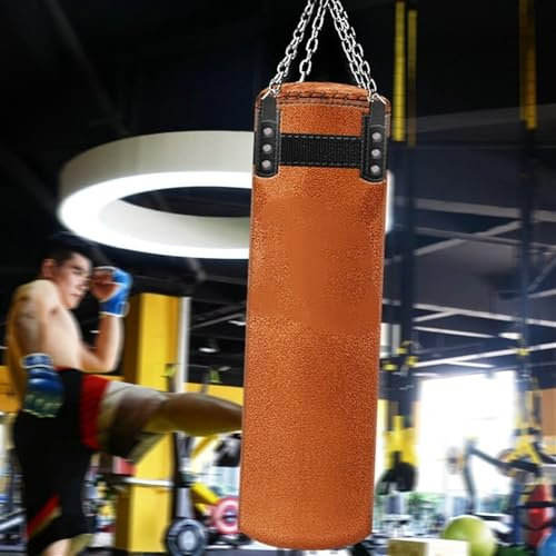 LUOKEKE Boxsack Stehend Rindsleder Sandsack Boxsack Boxsack Schwere Boxsäcke Erwachsene Muay Thai Taekwondo Heimtraining Boxsack Erwachsene(100cm)
