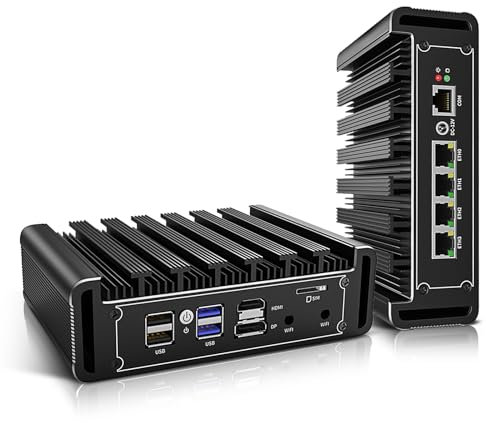 HAICOTECH Micro Firewall Appliance/Mini PC, OPNsense, VPN, Router PC, Celeron N5105, 4x2.5GbE I226-V Fanless Computer, AES-NI, HDMI, DP, 16G RAM 512G SSD