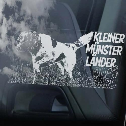 Madcolitote Kleiner Münsterländer an Bord Auto-Fensteraufkleber Kleiner Münsterländer Vorstehhund Schild Aufkleber Vinyl gestanzte Abziehbilder lustige Stoßstangen-Aufkleber Hund Haustier Geschenk