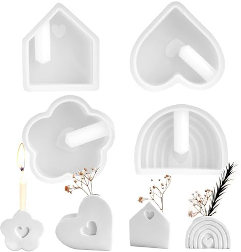 4Pcs Stampi in Silicone, Stampo Portacandela Mini Vaso, Stampi Fai-da-Te