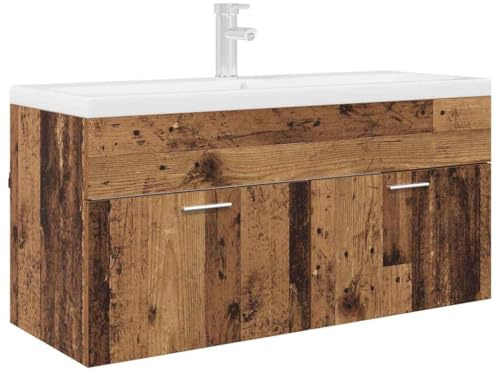 vidaXL Waschbeckenunterschrank Wandmontiert Altholz 38,5 x 100 x 46 cm, Moderner Badezimmerschrank, rechteckig, robuster Handwaschbecken, Wandmontage, minimalistisches Design, praktisch