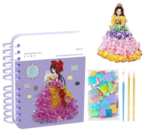 GkgWuxf Kit Per Arte con Punteruolo - Giochi Artistici Principessa con Adesivi e Vernici - Gioco Educativo per Bambine Scuola Materna Asilo | Asilo Scuola Viaggio Auto Aereo