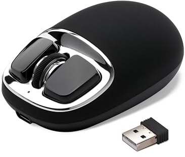 YUNZII C1 Souris de sans Fil en Silicone, DPI Max 4800 (Noir Argenté) | 6 Niveaux de Réglables,Tri-Mode 2.4G/Bluetooth/USB-C, Suivi Optique, Batterie 500mAh, Portable pour PC/Mac/iPad