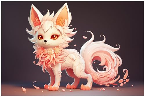 Wallario Küchenrückwand selbstklebend 90 x 60 cm, Motiv: Rosafarbiger Kitsune | Spritzschutz abwischbar & pflegeleicht