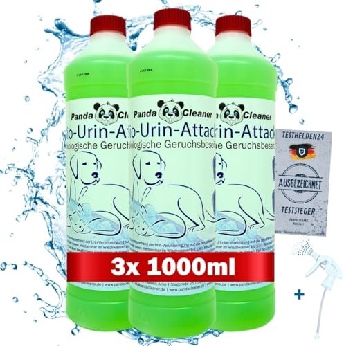 PandaCleaner Bio-Urin Attacke - Katzengeruchsentferner Urin - 3000ml Konzentrat - Anti Katzenurin - Biologische Geruchsbeseitigung von Tiergerüchen - Mittel gegen Uringeruch