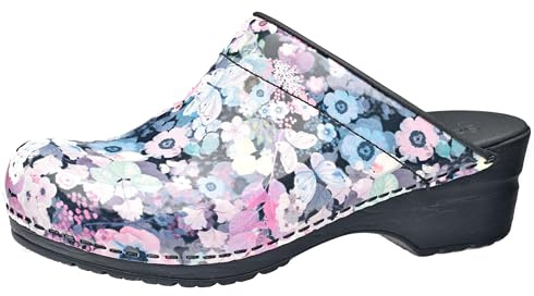 Sanita Zuecos Abiertos Isalena | Original Hecho a Mano | Zuecos de Cuero Flexibles para Mujer | Plantilla anatómica con Espuma Suave, Rosa, 36 EU