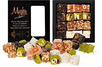 Mughe Gourmet Lokum Sultan Pistacchio 350g, Arancia Scatola Regalo Dolce