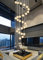 H.W.S LED Pendelleuchte Glas Kristall Hängeleuchte Lüster Dekoratives Kronleuchter Modern Pendellampe für Villa Treppe Wohzimmer Esszimmer Schlafzimmer Innenleuchte(26-Flamming, Round Plate)