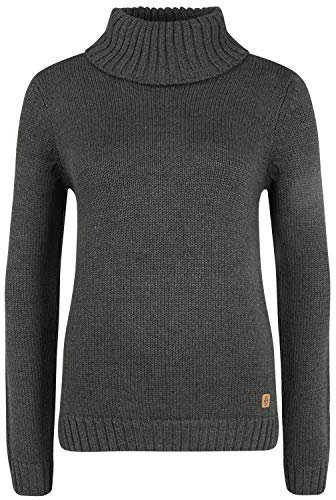 OXMO OXPIA Damen Rollkragenpullover Pullover mit Rollkragen Reißverschluss Baumwollmischung Regular fit, Größe:M, Farbe:DAR Grey M (798288)