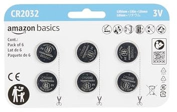 Amazon Basics, 6 batterie a bottone al litio CR2032, 3 Volt, lunga durata, senza mercurio
