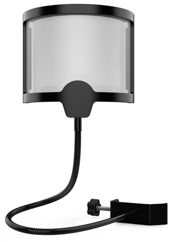 Audibax The Shield - Schermo per Microfoni Dinamici e a Condensatore - Filtro Anti-Pop e Antivento - Installazione Semplice - Design a Forma di Scudo - Filtro Universale per Microfono