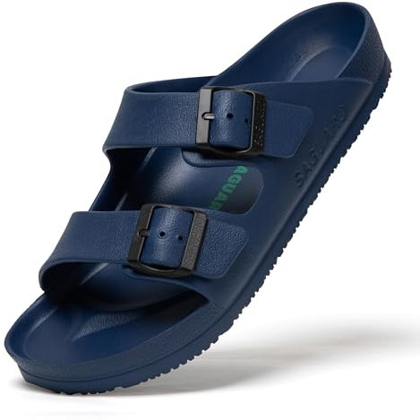 SAGUARO Hausschuhe Herren Damen Leicht Elastisch Pantoletten Klassisch Badschuhe Unisex Erwachsener Sandalen, Haus Blau 43
