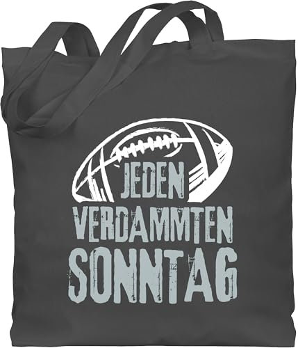 Baumwolltasche - American Football Deko Superbowl Party - Jeden verdammten Sonntag Grunge - Unisize - Dunkelgrau - an jedem verdamten sontag geschenke fans footballfans footballspieler jutetasche