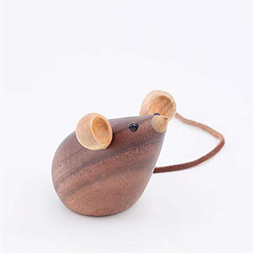 LLSJF Sculpture Statue Decorative Collectibles Cute Wooden Mouse Sculpture Cat Figurines Crafts Home Decoration Animal Decor Ornaments