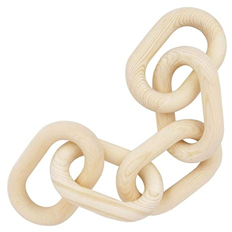 HOMU Wood Chain Link Decor Hand Carved Decorative Wood Chain 5 Link Chain Decor for Coffee Table Tiered Tray Living Room Bedroom Wooden Chain Ornaments Farmhouse Boho Rustic Decor