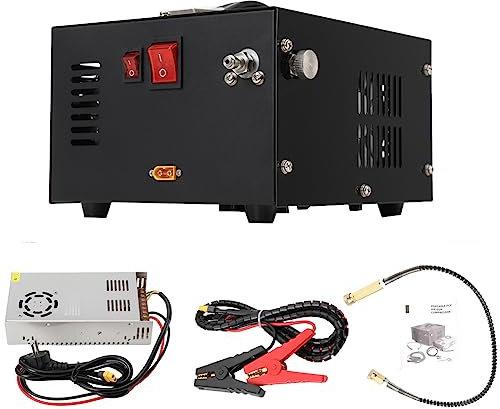 TABODD Hochdruck-Luftkompressor PCP, 300 W, 30 MPa/300 Bar/4500 PSI, Tragbare Luftpumpe Mit Manuellem Verschluss für Aufblasflasche, Schwarz