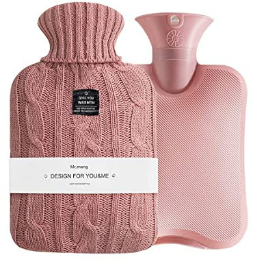 OliviaLiving Hot Water Bag Hot Water Bottle 2 Liters Heat Up and Refreezable Hot Cold Pack with Knit Cover for Pain Relief Hot Cold Therapy