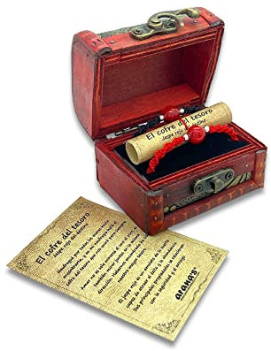 arana's - Bracciali filo rosso del destino con pietra Diaspro nel Forziere del tesoro - Uomo e donna - Argento sterling - Regali originali San Valentino, coppie, fidanzati, compleanni, anniversari,