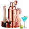 Velaze Juego de 10 cocteleras de acero inoxidable, juego de regalo, juego de barman con soporte de acero inoxidable, juego profesional de mezcla para el hogar, bar y fiestas, oro rosa
