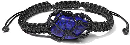 Böhmisches Geflochtenes Armband, Blauer Naturstein, Rohstein, Gewebter Mesh-Power-Edelstein, Persönlichkeit, Ästhetische Mode, Glücksstein, Freundschaftshalskette, Mala-Schmuck Für Männer, Somm