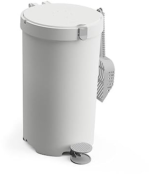 Modkat Premium Litter Keeper - Cat Litter Disposal (Includes Litter Scoop, 2X Bamboo Charcoal Filters, and 10x Recycled Waste Bags (White)