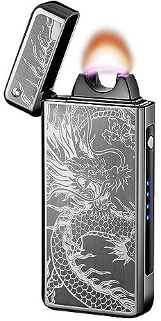 GADATOP Dragon Electric Arc Plasma Windproof Lighter, USB Rechargeable, Outdoor, Metal, Black Dragon