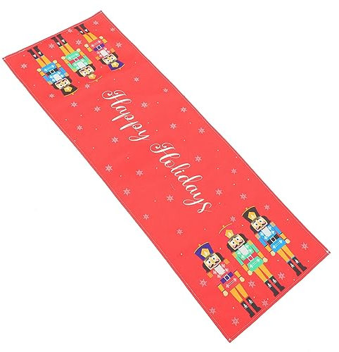 BESTonZON Walnuss-soldat-tischläufer Nussknacker Tischdecke Schneeflocke Tischläufer Frohe Weihnachten Tischläufer Weihnachtstischdecke Weihnachtstischläufer Polyester Partybedarf Winter