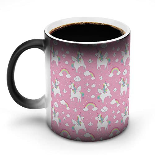Rainbow Unicorn Color Changing Mug Ceramic Heat Sensitive Coffee Cup With Handle Gifts For Men Women
